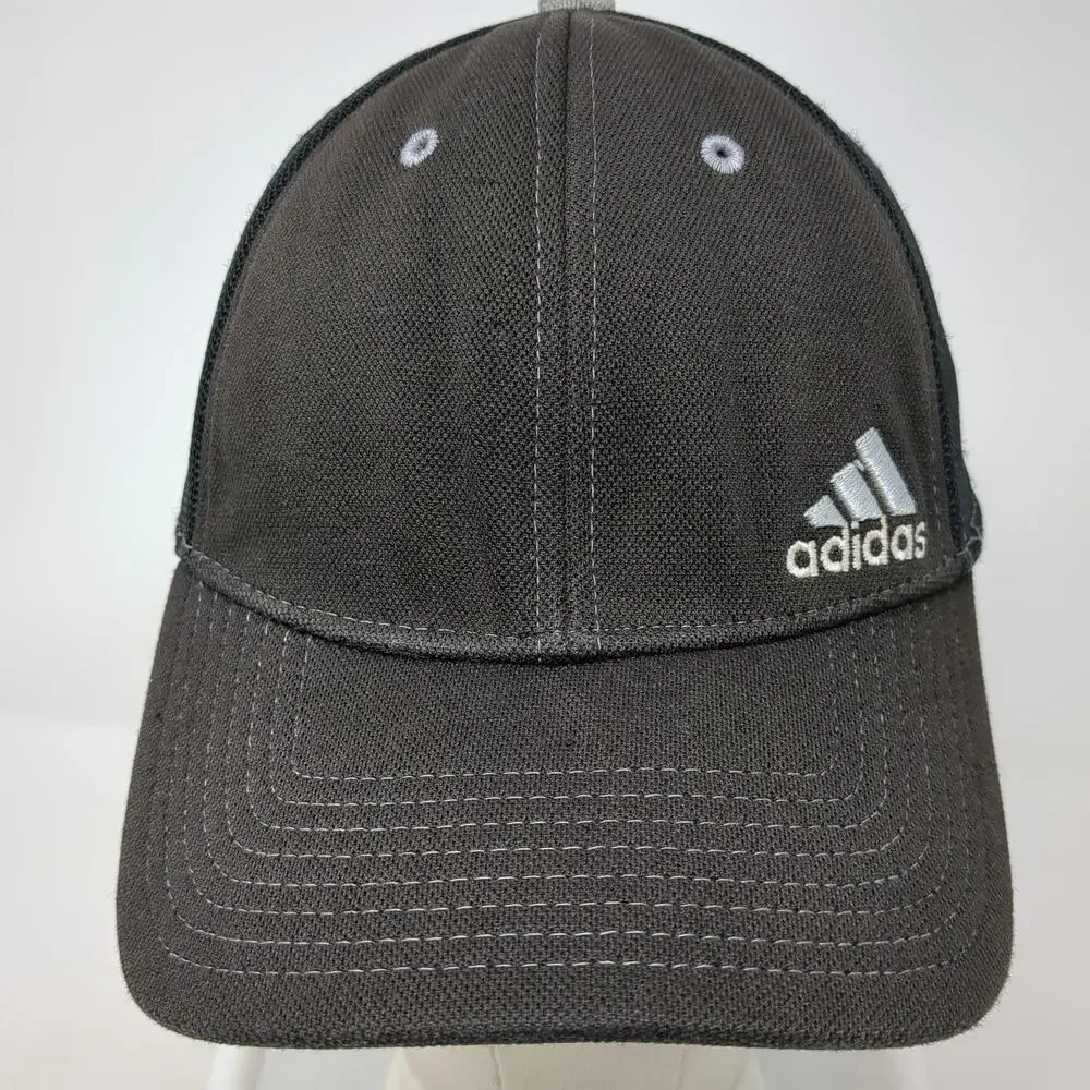 Adidas Baseball Cap Black One Size Fitted Stretch Fit Climalite Logo Hat